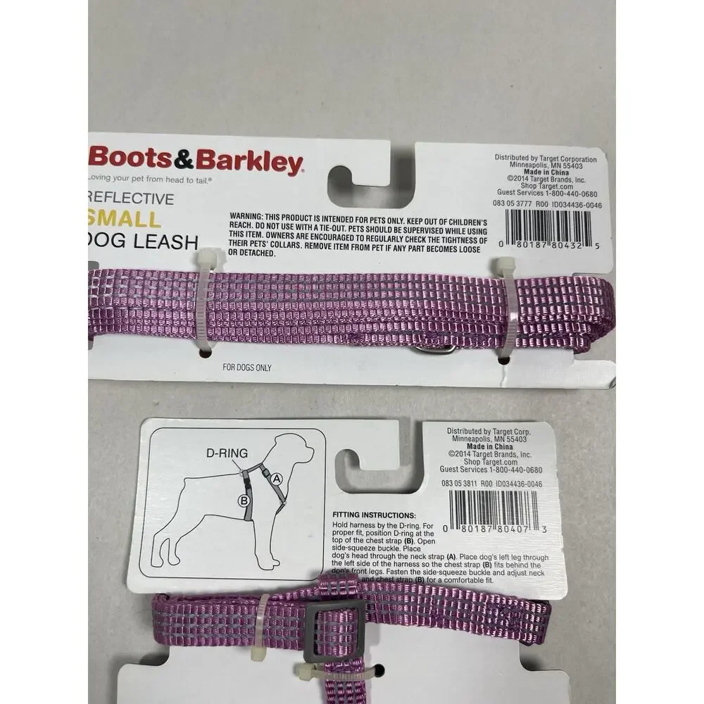 Boots & Barkley Reflective Dog Harness & Leash Set - Neon Pink - Size XS